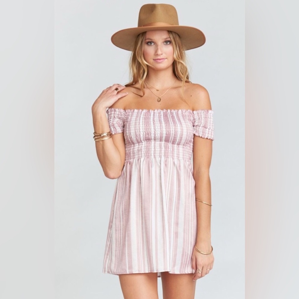 Show Me Your Mumu Pink and White Dolly Smocked Dress